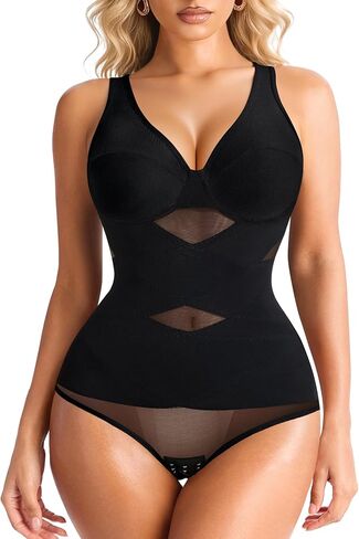 Nebility Shapewear Bodysuits for Women Tummy Control Body Shaper Faja V Neck Body Suits in Kuwait