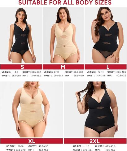 Nebility Shapewear Bodysuits for Women Tummy Control Body Shaper Faja V Neck Body Suits in Kuwait