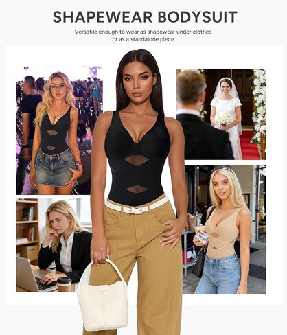 Nebility Shapewear Bodysuits for Women Tummy Control Body Shaper Faja V Neck Body Suits in Kuwait