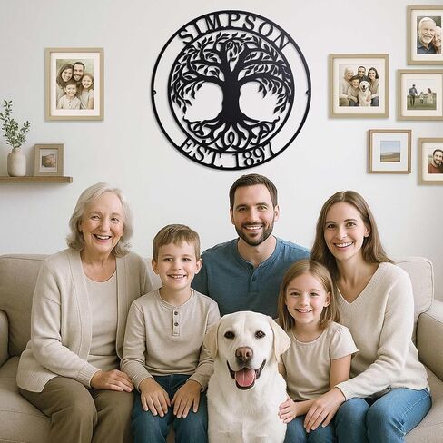 Established Family Tree Name Sign, Personalized Metal Signs Tree of Life Wall Art Decor, Customized Family Names in Saudi Arabia