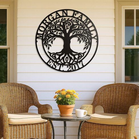 Established Family Tree Name Sign, Personalized Metal Signs Tree of Life Wall Art Decor, Customized Family Names in Saudi Arabia