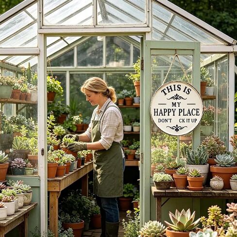 Happy Place - لافتة معدنية عتيقة، "This Is My Happy Place Don't Fuck It Up" لوحة من القصدير الريفي للمنزل والشرفة والمساحات الخارجية والباب الأمامي والمكتب المنزلي والمطبخ 12 * 12 بوصة in Kuwait