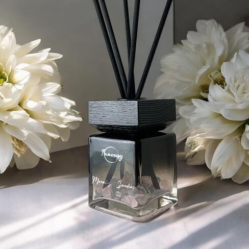 Innergy Moonlight Garden Crystal-Infused Reed Diffuser – 100ml Aromatherapy Essential Oil Diffuser for Home – Long-Lasting Scent, Natural Crystal Energy for Relaxation & Balance in Saudi Arabia