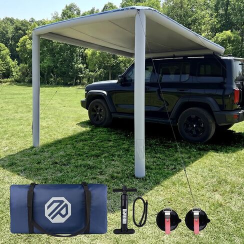 Niphean Car Awning for SUV, Truck, Rv & Van, 2-Min Quick Setup Vehicle Awning, No Roof Rack Required, Inflatable Rv Awning Camping Sun Shade 8.2’ x 6.5’, Waterproof UV50+, Durable & Wind-Resistant in Saudi Arabia