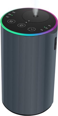 Waterless Essential Oil Diffuser, 7 Colors LED Light, Battery Powered Mini Scent Air Machine, Aromatherapy Mist Diffuser for Home Room Car Office，Black Aluminum Alloy (Black-LED) in Saudi Arabia