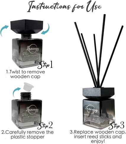 Innergy Throat Chakra Crystal-Infused Reed Diffuser – 100ml Aromatherapy Essential Oil Diffuser for Home – Long-Lasting Scent, Natural Crystal Energy for Relaxation & Balance in Saudi Arabia