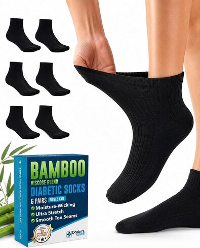 Doctor's Select Non Binding Bamboo Viscose Diabetic Socks for Women & Men - 6 Pairs | Loose Socks for Swollen Feet in Saudi Arabia