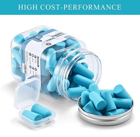 Lenicany 30Pair Soft Foam EarPlugs, 32dB Disposable Sound Blocking Noise Cancelling Ear Plugs for Sleeping/Concerts Loud Music/Shooting Guns/Work Construction, Hearing Safety Protection (Blue) in Kuwait