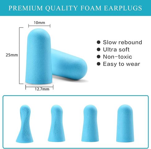 Lenicany 30Pair Soft Foam EarPlugs, 32dB Disposable Sound Blocking Noise Cancelling Ear Plugs for Sleeping/Concerts Loud Music/Shooting Guns/Work Construction, Hearing Safety Protection (Blue) in Kuwait