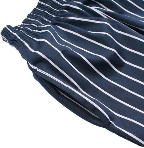 بنطال COOKMAN Chef - مخطط: أزرق داكن، مناسب للاستخدام في المطبخ والشارع، خصر برباط قابل للتعديل in Kuwait