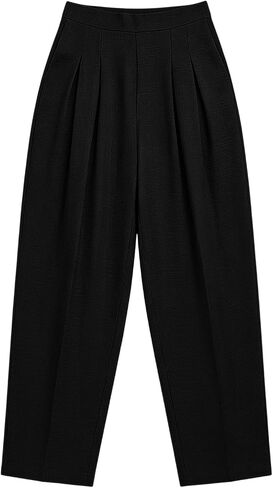 Women Wide Leg Pants High Waisted Business Casual Work Trousers Comfy Loose Fit Dressy Pants for Vacation Lounge Black in Saudi Arabia