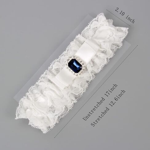 Wedding Garter for Women White Bride Garters for Girl Wedding Garters with Something Blue Large Size (Design A) in Saudi Arabia