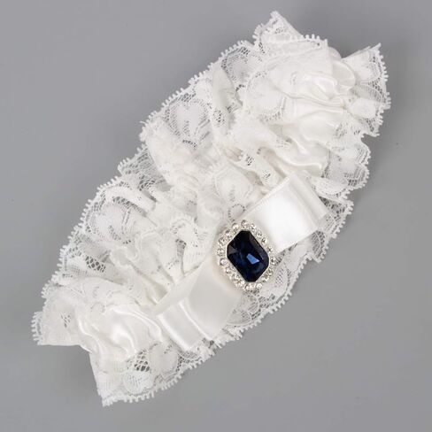 Wedding Garter for Women White Bride Garters for Girl Wedding Garters with Something Blue Large Size (Design A) in Saudi Arabia