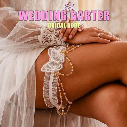 White Lace Garter Set Butterfly Wedding Garters Tassel Garter for Women in Saudi Arabia