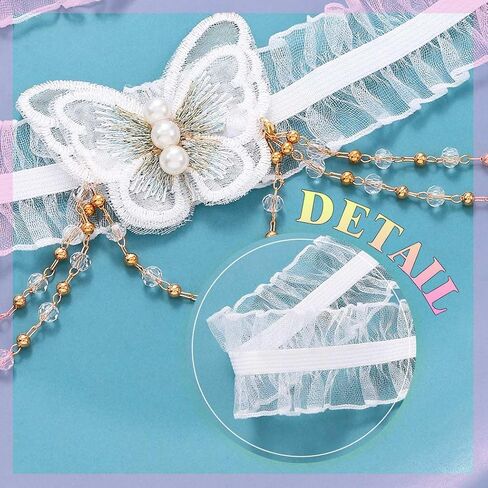 White Lace Garter Set Butterfly Wedding Garters Tassel Garter for Women in Saudi Arabia