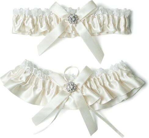 Ting&Cecilly Bride Wedding Garter, Lace Bridal Garter Elastic Ribbons for Wedding, Party, Gifts for Women and Girls Ivory in Saudi Arabia