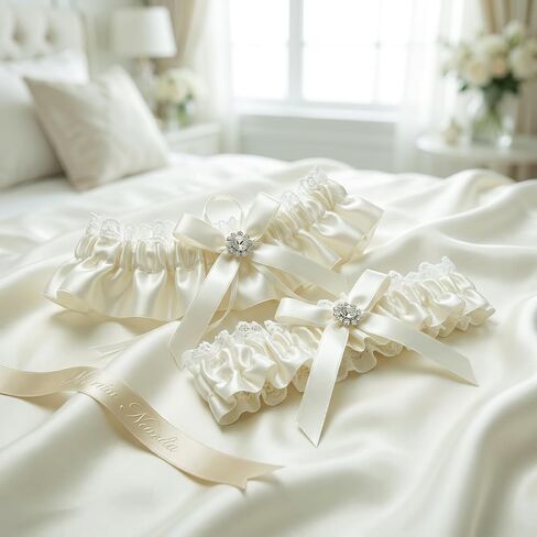 Ting&Cecilly Bride Wedding Garter, Lace Bridal Garter Elastic Ribbons for Wedding, Party, Gifts for Women and Girls Ivory in Saudi Arabia
