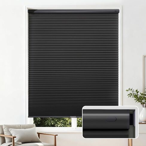 Joydeco No Tools No Drill Cordless Cellular Shades, Light Filtering Honeycomb Blinds for Indoor Windows, Thermal Insulating & Noise Reducing (White, 35" W x 64" H) in Saudi Arabia