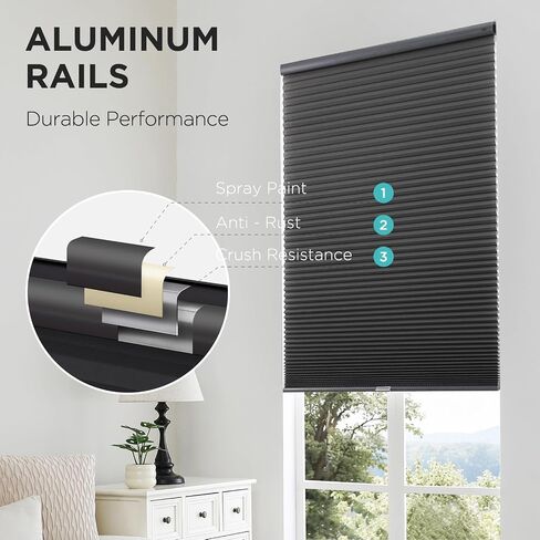 Joydeco No Tools No Drill Cordless Cellular Shades, Light Filtering Honeycomb Blinds for Indoor Windows, Thermal Insulating & Noise Reducing (White, 35" W x 64" H) in Saudi Arabia