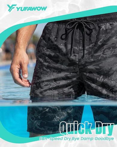 9 Inches Men Swim Trunks with Mesh Lining Quick Dry Breathable for Beach Cruise Travel Pool in Saudi Arabia