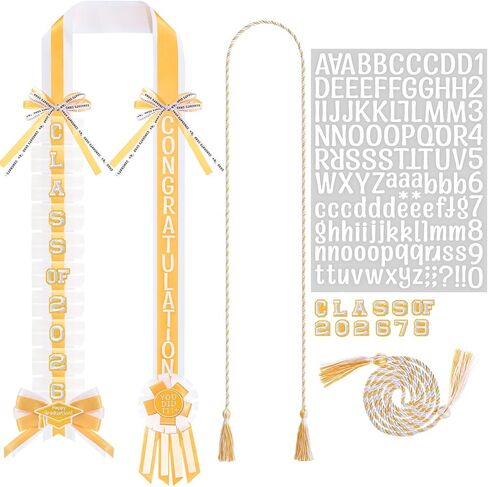 Spakon Graduation Money Lei مع حامل نقدي، 63 بوصة 2026 شريط التخرج Lei مع حبل الشرف 2026 Grad Braided Necklace for DIY Women Men College Party Decor لوازم Grad Cash Gift (أزرق، أبيض) in Kuwait