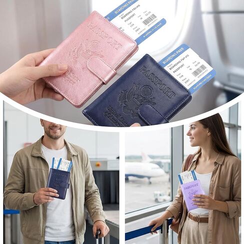 4 قطع من حامل جواز السفر لأساسيات الرحلات البحرية، جلد البولي يوريثان المقاوم للماء RFID، غطاء محفظة، غطاء جواز السفر، هدايا السفر للنساء والرجال والأسرة in Kuwait