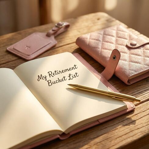 Passport Holder and Luggage Tag Set, Retirement Gifts for Women, Travel Document Organizer with Journal Notebook, Cute Pink Cruise Essentials Gift Box in Saudi Arabia