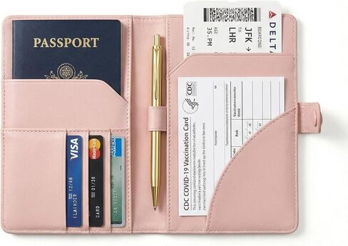 Passport Holder and Luggage Tag Set, Retirement Gifts for Women, Travel Document Organizer with Journal Notebook, Cute Pink Cruise Essentials Gift Box in Saudi Arabia