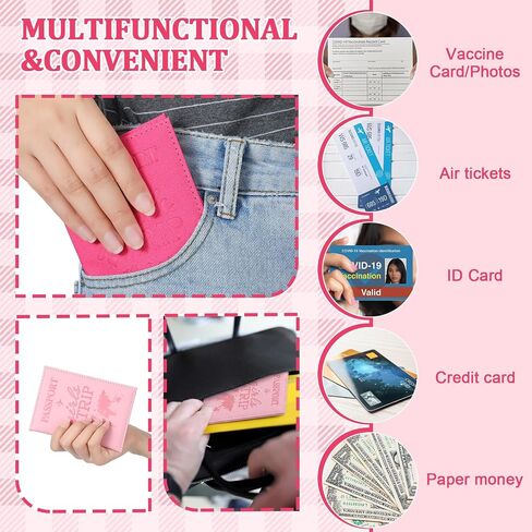 Sadnyy 6 Pcs Girls Trip Gifts Favors Girls Trip Passport Holder Pink Passport Cover Travel Item Essentials for Women Bestie Friendship Gifts Wedding Bachelorette Valentine Day Party Favors in Kuwait