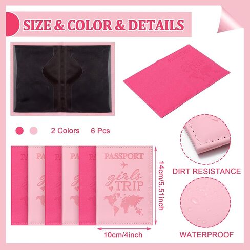 Sadnyy 6 Pcs Girls Trip Gifts Favors Girls Trip Passport Holder Pink Passport Cover Travel Item Essentials for Women Bestie Friendship Gifts Wedding Bachelorette Valentine Day Party Favors in Kuwait