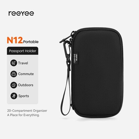 Reeyee N12 passport holder for travel family, Passport Wallet Women Men,Travel Document Organizer with Wrist Strap,840d cordura,cash wallet,RFID Blocking Travel Document Case,Cover Case Waterproof Bag in Saudi Arabia