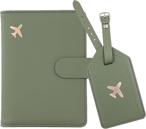 Melsbrinna Rfid Passport Holder for Travel women/Men Set Travel Suitcase Tag, Cute Passport Wallet Rfid Blocking Card Slots, Rfid Passport Cover/CaseTravel Wallet (A-mossgreen) in Saudi Arabia