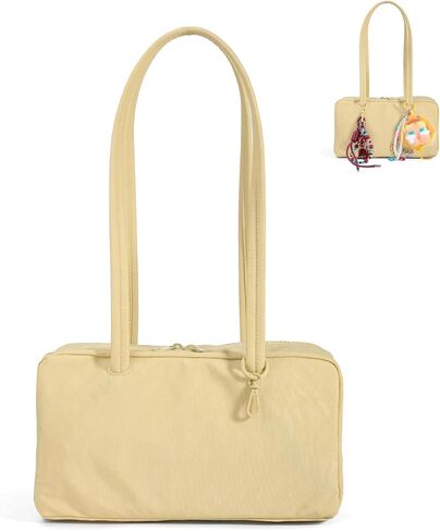 FASTFAIRY Slouchy Lightweight Bowler Bag: East-West Design With Charm Loop - Everyday Use Outings in Kuwait