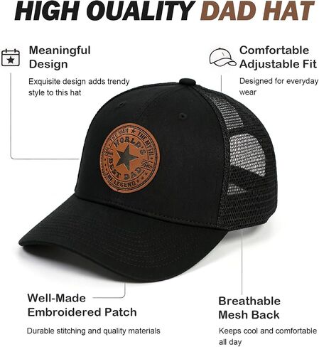 Fathers Day Birthday Gift for Dad - Worlds Best Dad Ever Hat - Dads Gifts from Daughter Son Family for Men in Saudi Arabia