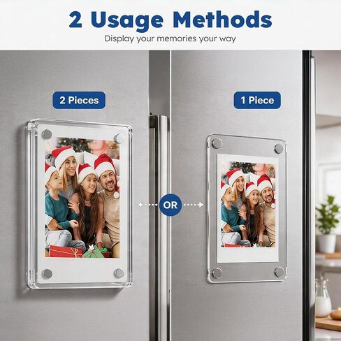AITEE Acrylic Fridge Magnetic Frame for Instax Mini Photos Strong Magnets Double-Sided Display Clear Frameless Refrigerator Picture Frame for Home Office Decor, Gift for Family (2.36"x3.54" Inch) (6, 2.36"x3.54") in Saudi Arabia