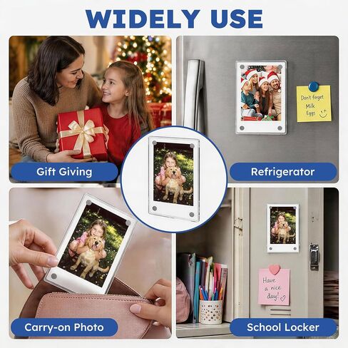 AITEE Acrylic Fridge Magnetic Frame for Instax Mini Photos Strong Magnets Double-Sided Display Clear Frameless Refrigerator Picture Frame for Home Office Decor, Gift for Family (2.36"x3.54" Inch) (6, 2.36"x3.54") in Saudi Arabia
