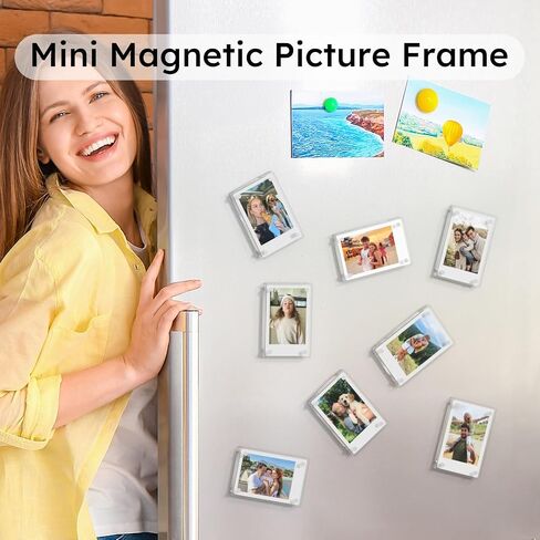 AITEE Acrylic Fridge Magnetic Frame for Instax Mini Photos Strong Magnets Double-Sided Display Clear Frameless Refrigerator Picture Frame for Home Office Decor, Gift for Family (2.36"x3.54" Inch) (6, 2.36"x3.54") in Saudi Arabia