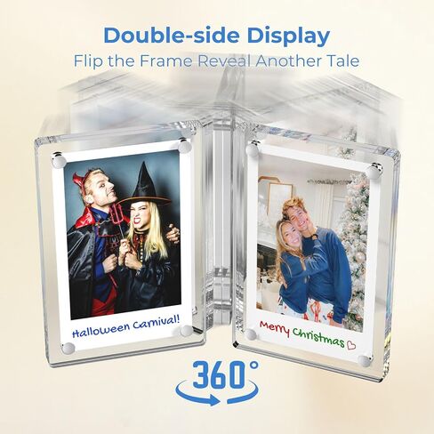 AITEE Acrylic Fridge Magnetic Frame for Instax Mini Photos Strong Magnets Double-Sided Display Clear Frameless Refrigerator Picture Frame for Home Office Decor, Gift for Family (2.36"x3.54" Inch) (6, 2.36"x3.54") in Saudi Arabia