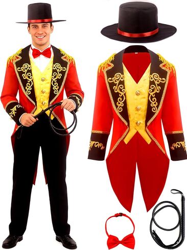 Men's Ringmaster Costume Adult Deluxe Circus Ring Master Tailcoat Jacket Outfit for Halloween Cosplay in Saudi Arabia