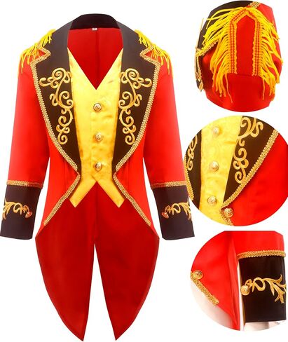 Men's Ringmaster Costume Adult Deluxe Circus Ring Master Tailcoat Jacket Outfit for Halloween Cosplay in Saudi Arabia
