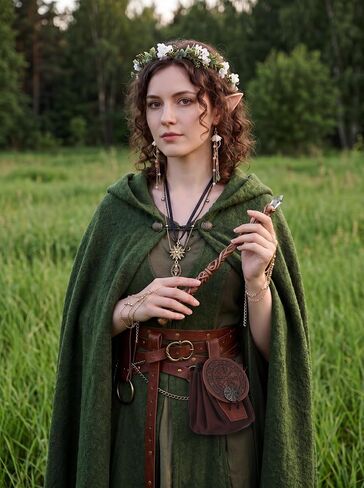 8pcs Renaissance Costume Accessories Set for Women, Elven Fairy Jewelry with Flower Headpiece, Viking Medieval Leather Belt Pouch Ren Faire Accessories Costumes for Halloween Cosplay in Saudi Arabia