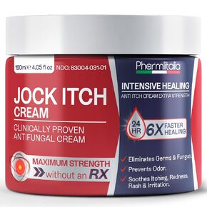 Pharmlitalia Jock Itch Care Cream for Men & Women – Anti Itch Skin Comfort Cream for Groin & Inner Thigh Care – Helps Soothe Redness, Chafing & Irritation – Fast Absorbing Formula (120ml) in Saudi Arabia