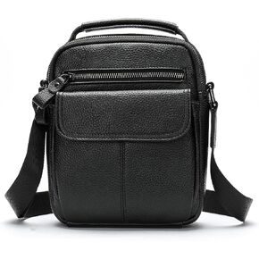 NIUCUNZH Man Purses and Bags Small, Mini Genuine Leather Messenger and Shoulder Bag for Men with lots of Zipper Pockets in Kuwait