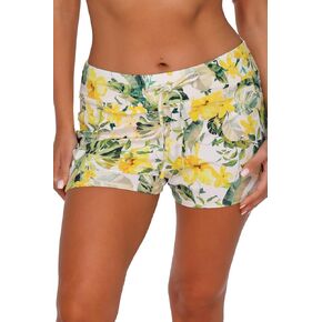 SUNSETS ESCAPE Laguna Swim Short with Attached Swimsuit Bikini Bottom in Textured Crepe Fabric in Saudi Arabia