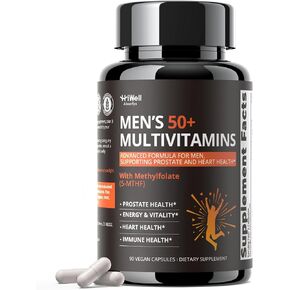 Multivitamin for Men Over 50 with CoQ10, Methylfolate, Saw Palmetto, Minerals, K2 MK-7 - Energy, Prostate Health & Immune Support* - Third-Party Tested, Vegan Capsules, 90 Count in Saudi Arabia