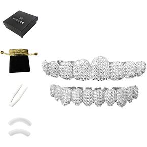 Custom Diamond Grillz for Men - Iced Out Detachable Gold & Silver Teeth Covers - Bling Hip Hop Mouth Jewelry in Saudi Arabia