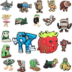 مجموعة سحر الأحذية المبتكرة من Brainrot الإيطالية، 20 حزمة، Steal a Brainrot 67 Strawberry Elephant Tralalero Tralala، تصميمات شخصيات ملونة، تصميم شخصيات كرتونية، سحر PVC متعدد الألوان للقباقيب وأساور المعصم in Kuwait