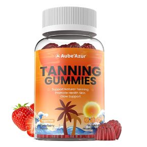Tanning Gummies for Women, Sunless Tanning Supplement with Astaxanthin, Beta Carotene, Lycopene, Collagen & Hyaluronic Acid for Skin Radiance, Sugar Free, Vegan, Non- GMO, Strawberry Flavor, 60 Count in Saudi Arabia