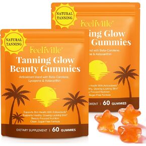 Tanning Gummies, 60 Count Tanning Gummies for Women and Men with Astaxanthin, Antioxidant Blend with Beta-Carotene, Lycopene & Astaxanthin, Skin Radiance & Hydration, Vegan & Sugar Free (1 Bag) in Saudi Arabia