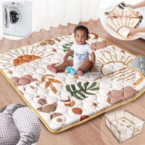 Baby Play Mat: 50x50 Playpen Mat with Super Soft Touch Activity Mat with Anti-Slip Bottom Machine Washable Nursery Rug for Floor & Playard (Boho Nature) in Saudi Arabia